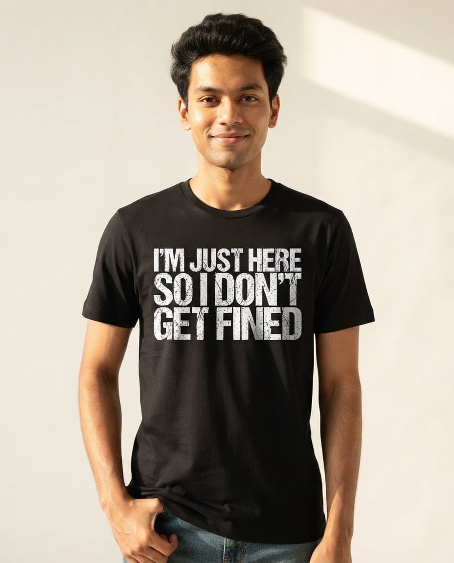Lustiges T-Shirt mit dem Aufdruck „I'm Just Here So I Don't Get Fined“
