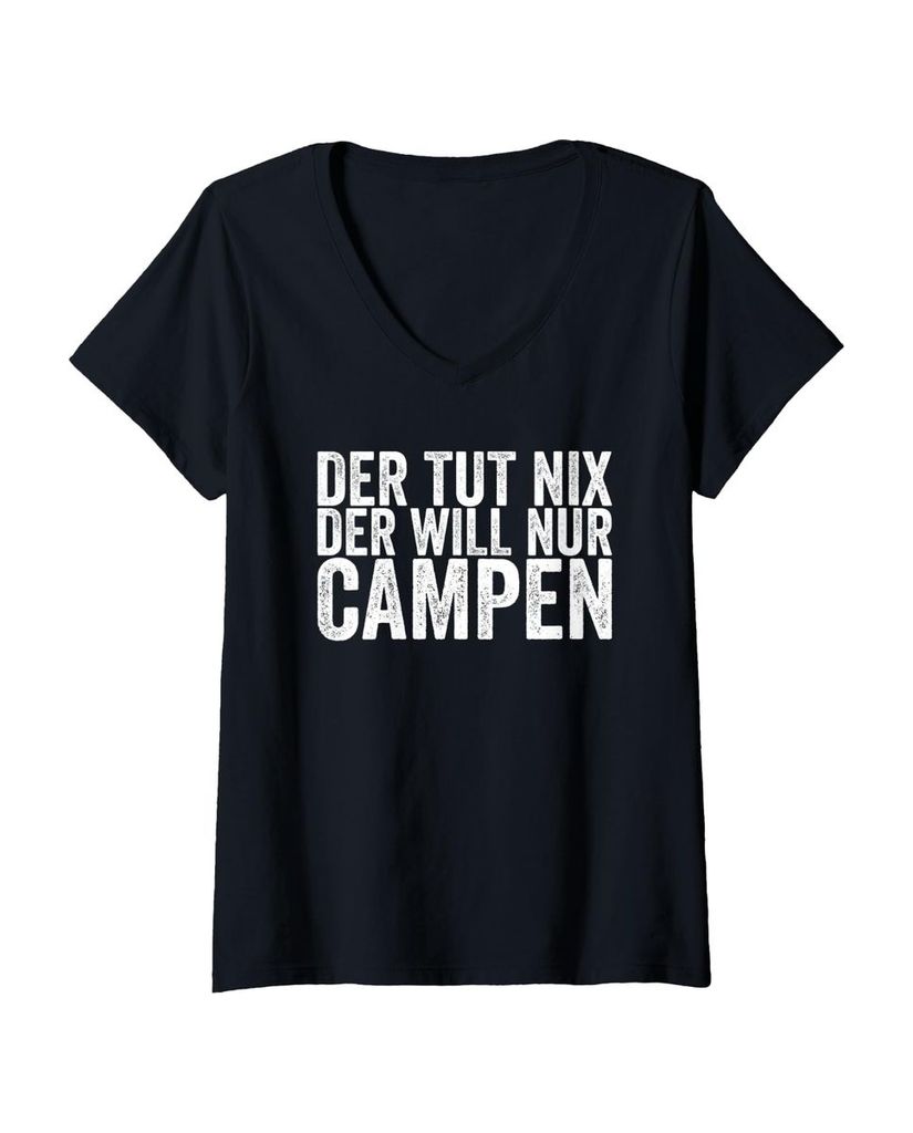 Lustiger T-Shirt mit V-Ausschnitt „Der Tut Nix Der Will Nur“ | lustige-tshirts.de