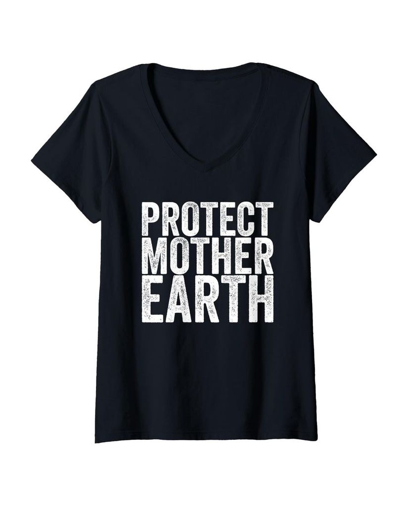 Lustiger T-Shirt mit V-Ausschnitt „Beschütze Mutter Erde“ | lustige-tshirts.de