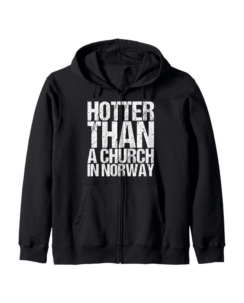 Lustiger Kapuzenjacke „Heißer als eine Kirche In Norwegen Black“ | lustige-tshirts.de