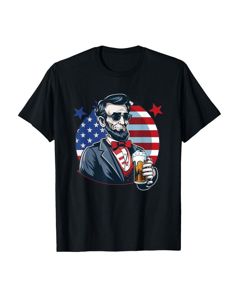 Lustiger T-Shirt „Lincoln Drinking Beer Abraham 4.“ | lustige-tshirts.de