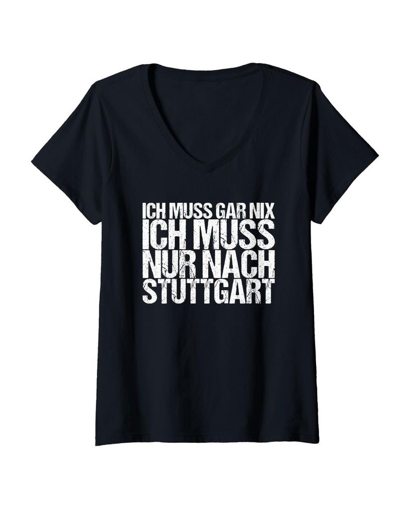 Lustiger T-Shirt mit V-Ausschnitt „Ich Muss Gar Nix Ich Muss“ | lustige-tshirts.de