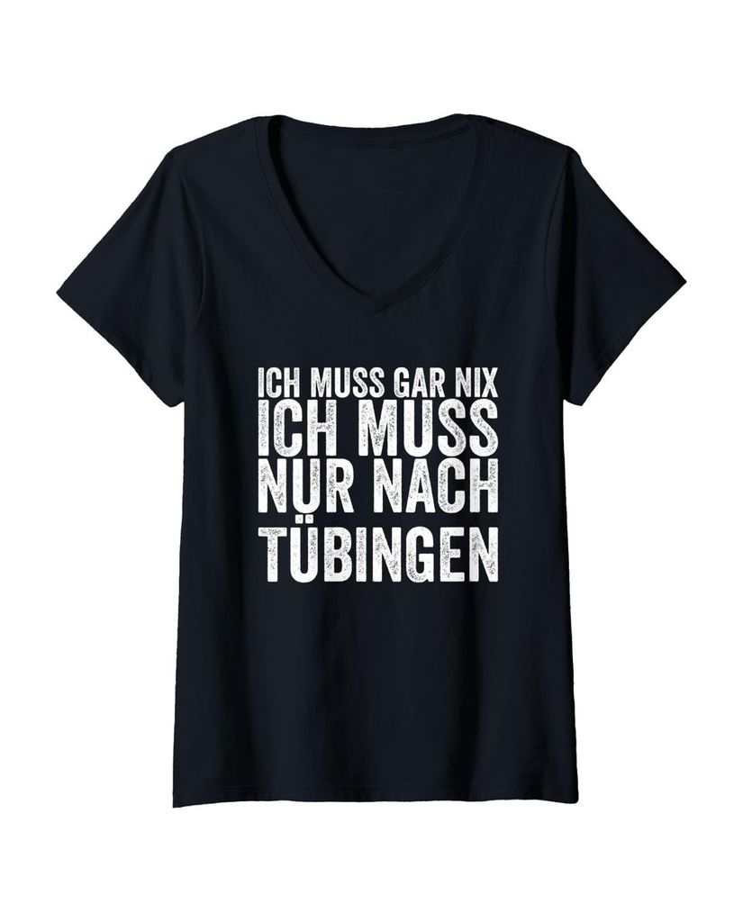 Lustiger T-Shirt mit V-Ausschnitt „Ich Muss Gar Nix Ich Muss“ | lustige-tshirts.de