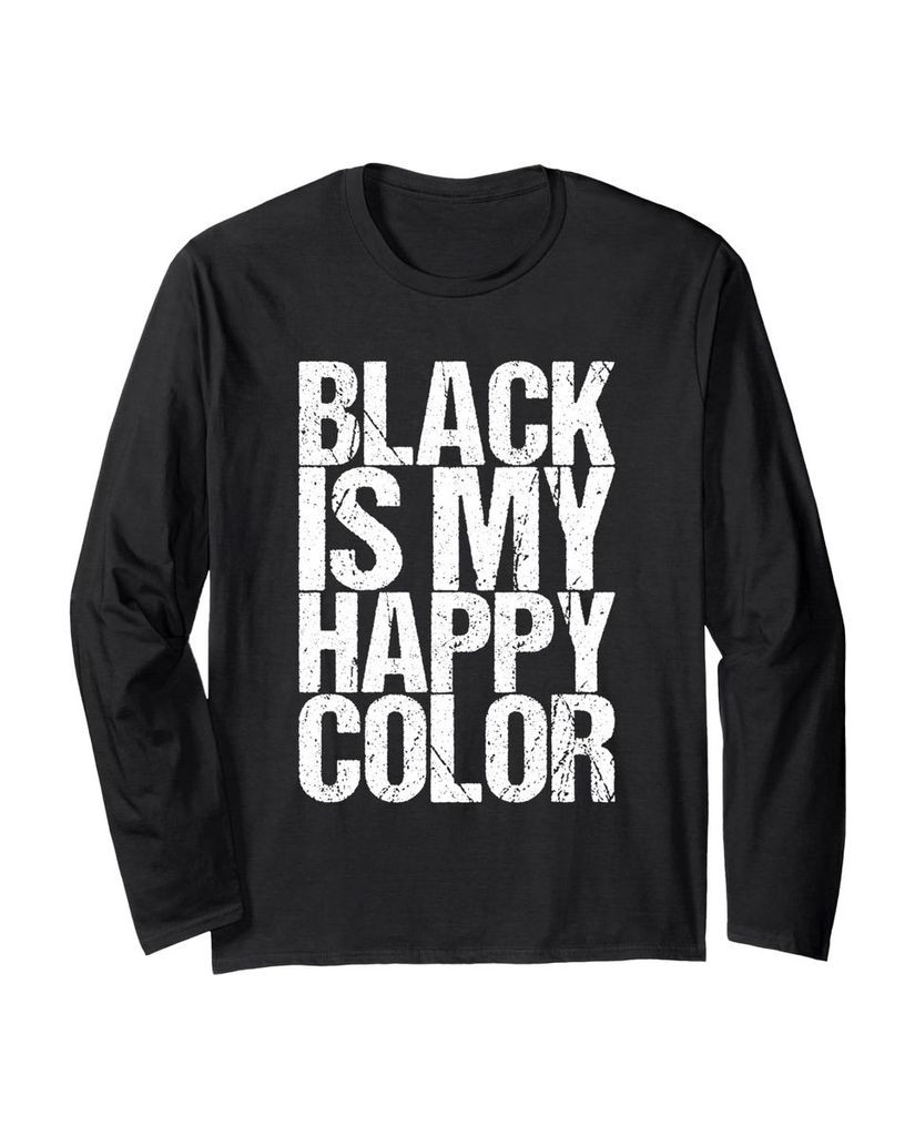 Lustiger Langarmshirt „Schwarz ist meine glückliche Farbe“ | lustige-tshirts.de