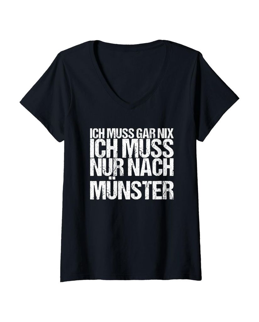Lustiger T-Shirt mit V-Ausschnitt „Ich Muss Gar Nix Ich Muss“ | lustige-tshirts.de
