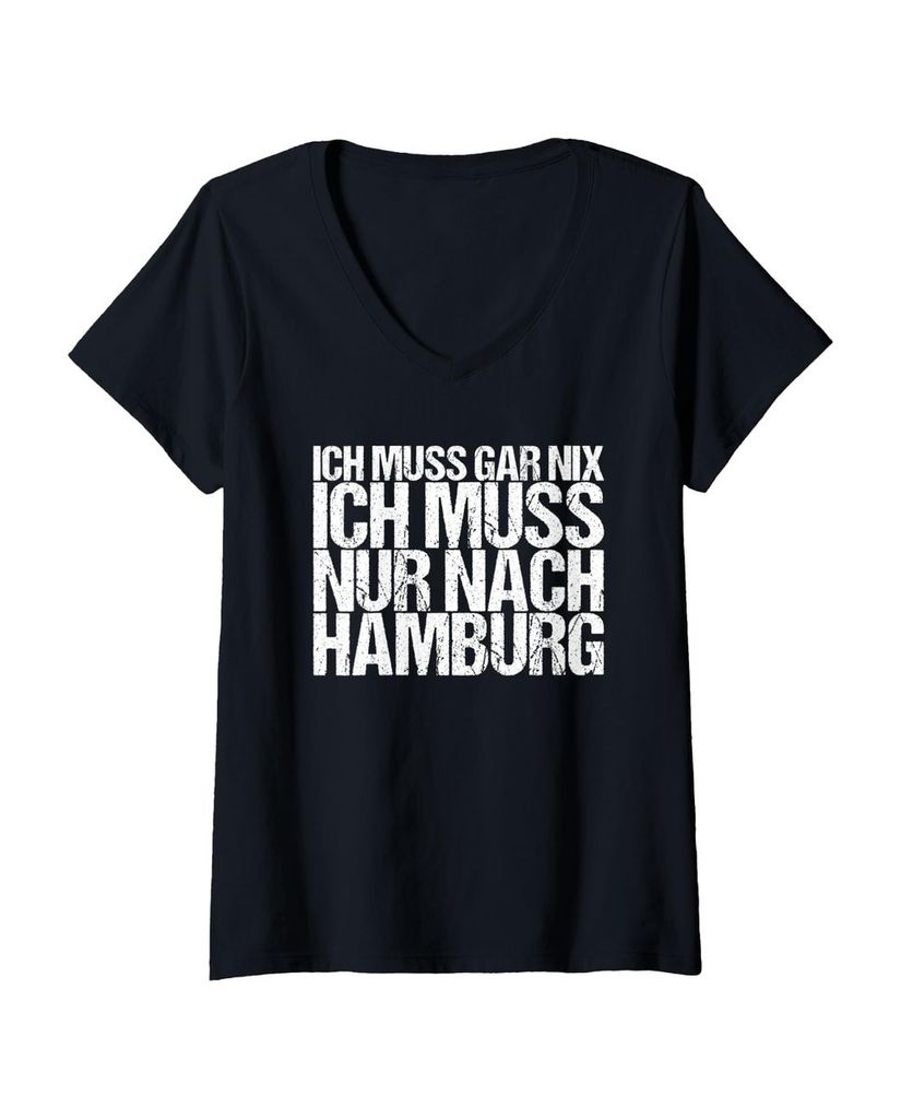 Lustiger T-Shirt mit V-Ausschnitt „Ich Muss Gar Nix Ich Muss“ | lustige-tshirts.de