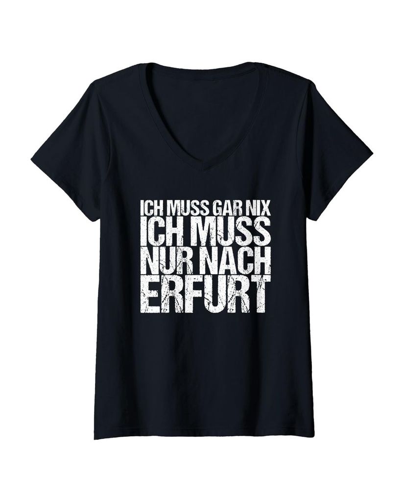 Lustiger T-Shirt mit V-Ausschnitt „Ich Muss Gar Nix Ich Muss“ | lustige-tshirts.de