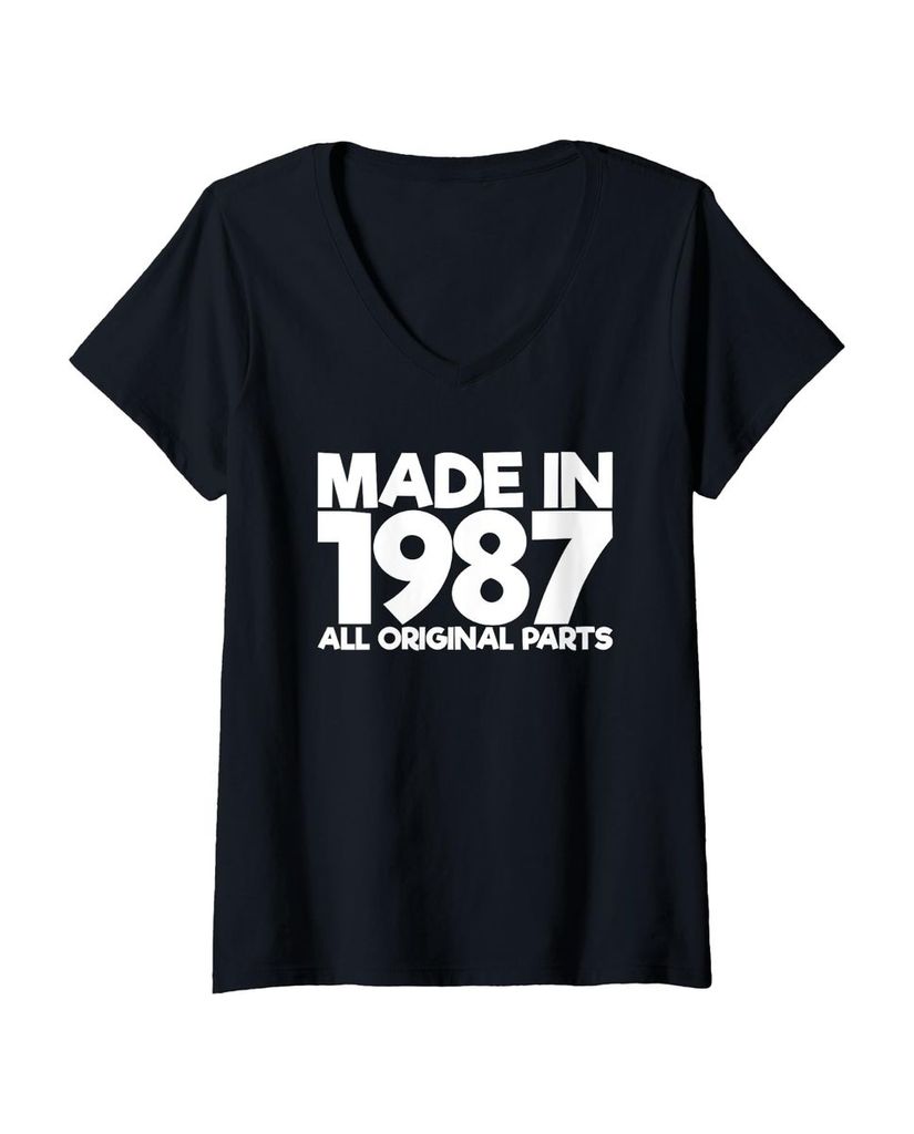Lustiger T-Shirt mit V-Ausschnitt „34 Jahre alt Hergestellt“ | lustige-tshirts.de