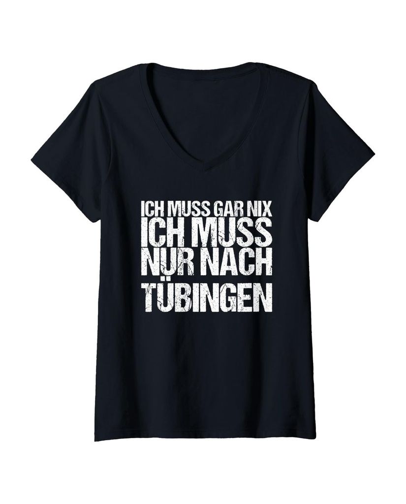 Lustiger T-Shirt mit V-Ausschnitt „Ich Muss Gar Nix Ich Muss“ | lustige-tshirts.de