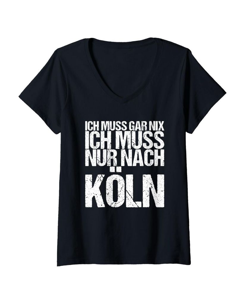 Lustiger T-Shirt mit V-Ausschnitt „Ich Muss Gar Nix Ich Muss“ | lustige-tshirts.de