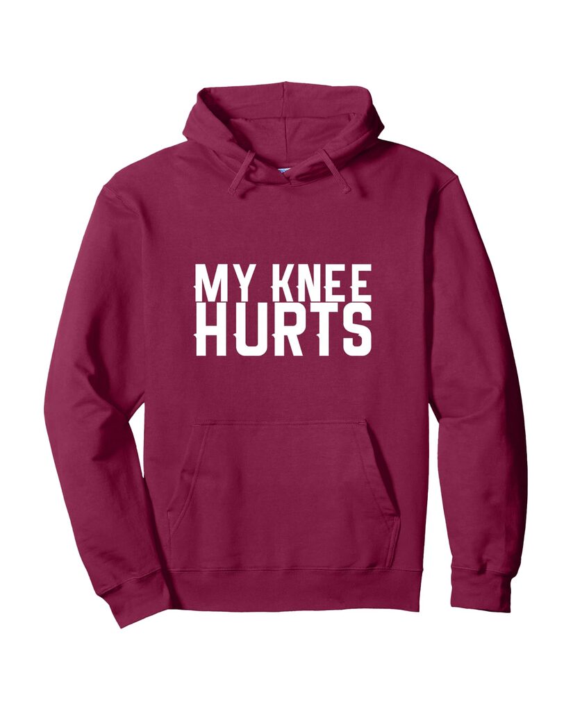 Humorvoller Geburtstags Hoodie „My Knee Hurts“ – Ansicht 4