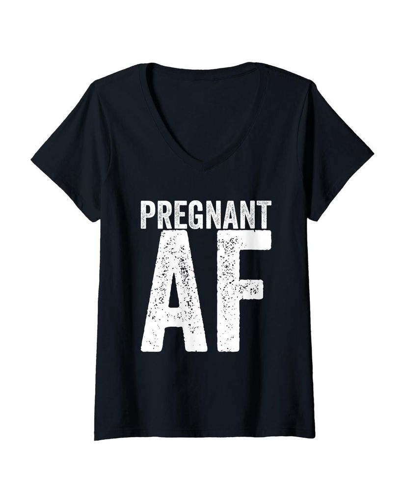 Lustiger T-Shirt mit V-Ausschnitt „Schwangere Af“ | lustige-tshirts.de