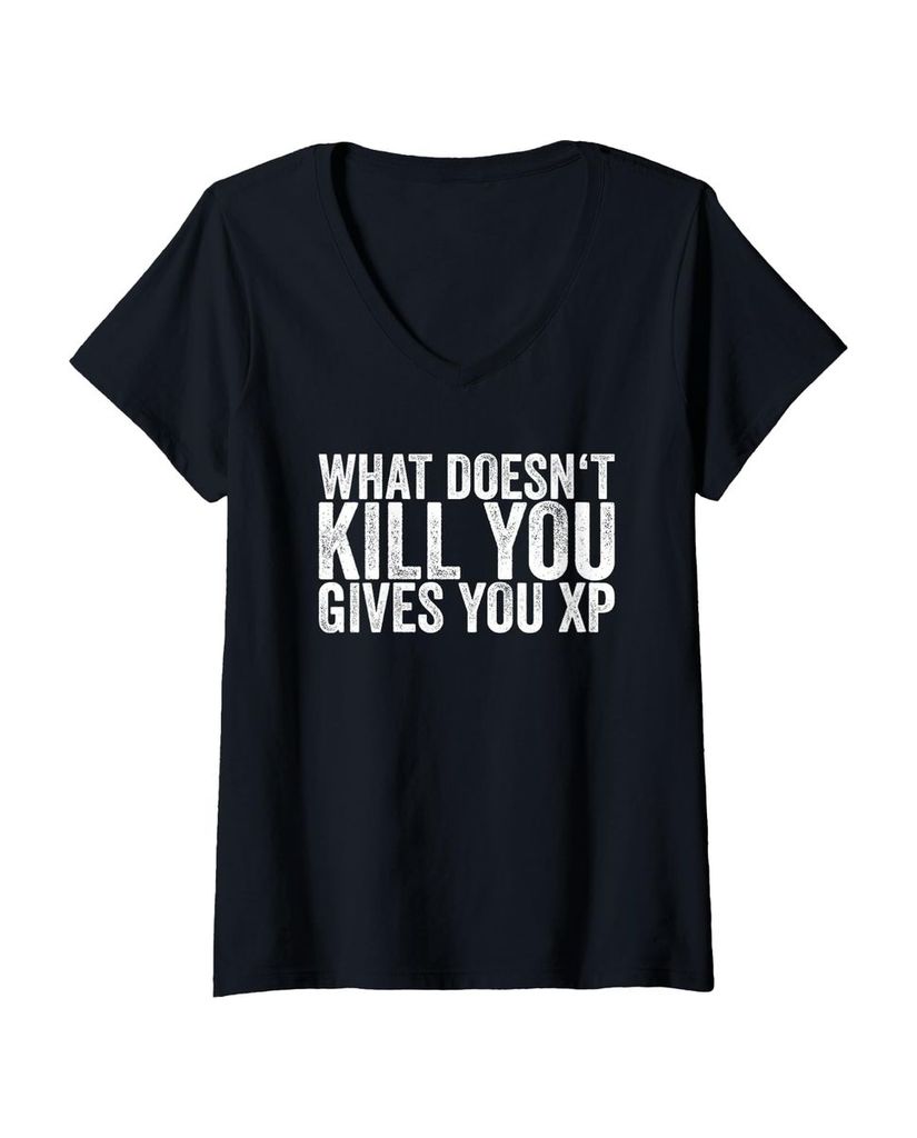 Lustiger T-Shirt mit V-Ausschnitt „What does not kill you“ | lustige-tshirts.de
