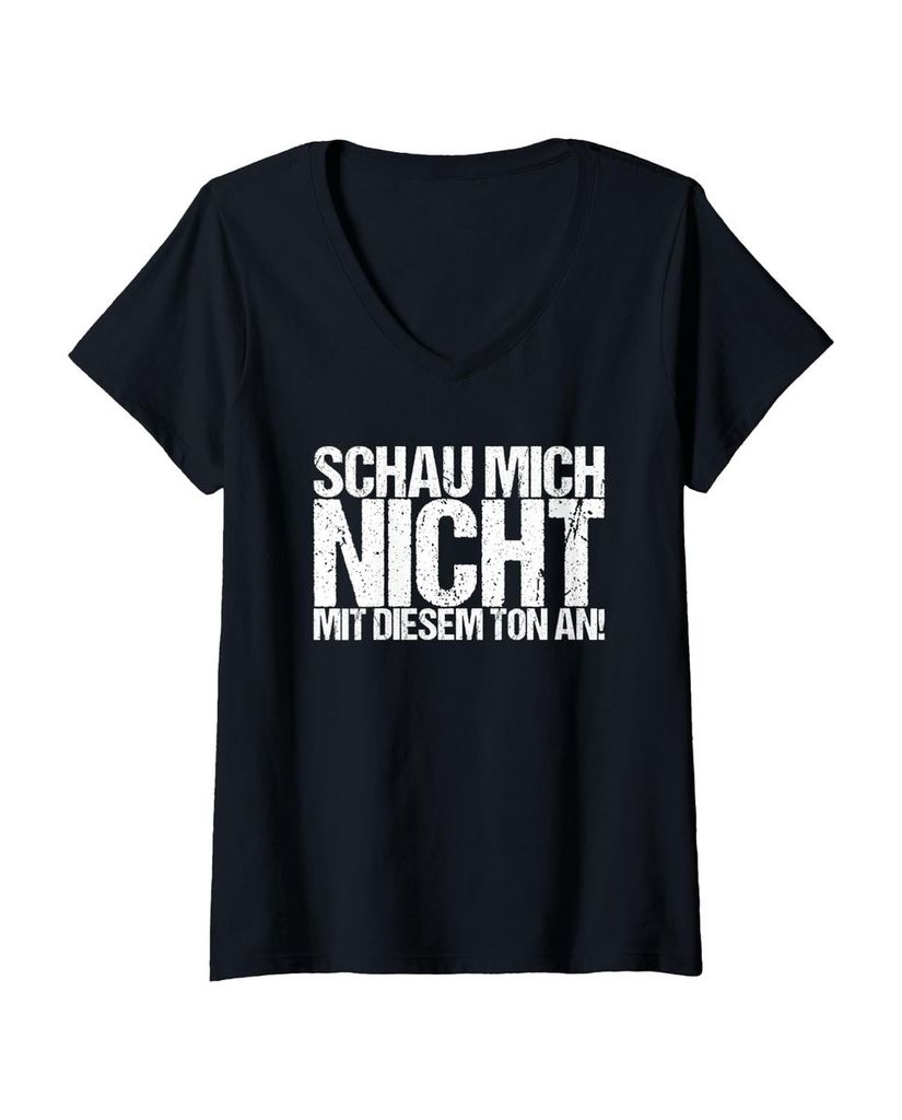 Lustiger T-Shirt mit V-Ausschnitt „Schau Mich Nicht Mit“ | lustige-tshirts.de