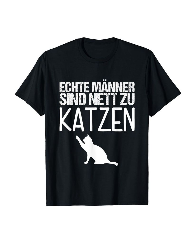 Lustiger T-Shirt „Echte Männer Katze | Katzenliebhaber“ | lustige-tshirts.de