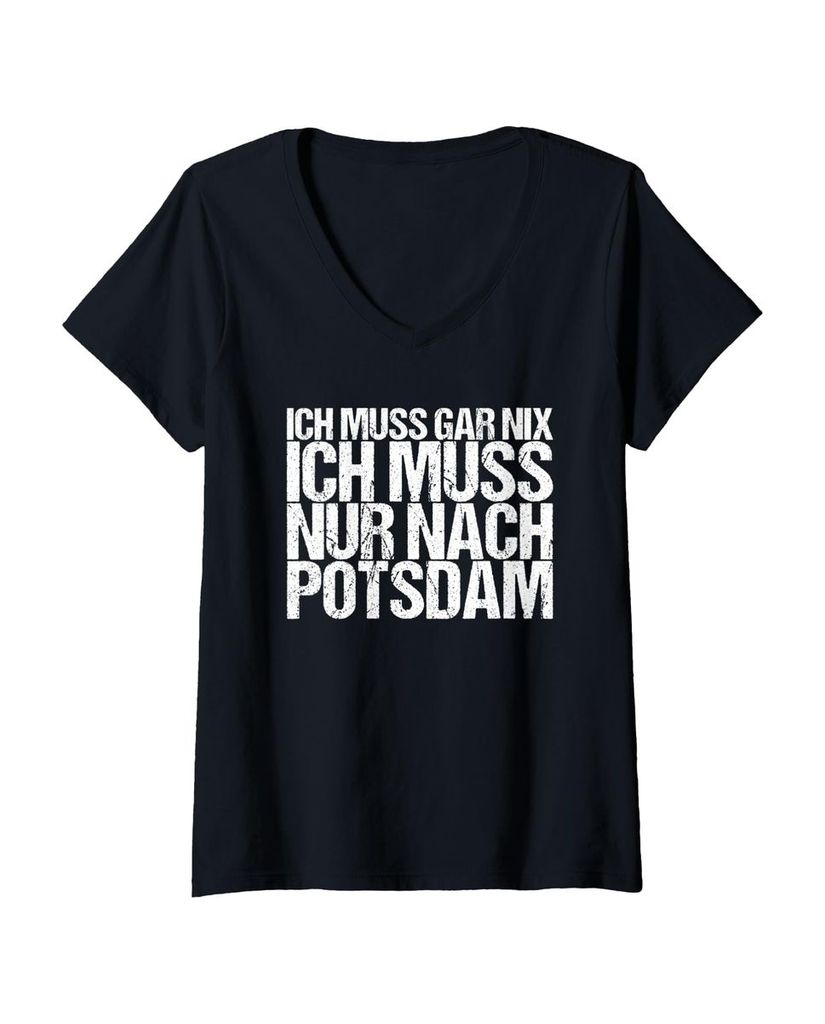 Lustiger T-Shirt mit V-Ausschnitt „Ich Muss Gar Nix Ich Muss“ | lustige-tshirts.de