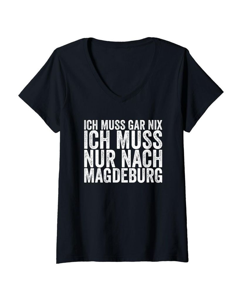 Lustiger T-Shirt mit V-Ausschnitt „Ich Muss Gar Nix Ich Muss“ | lustige-tshirts.de