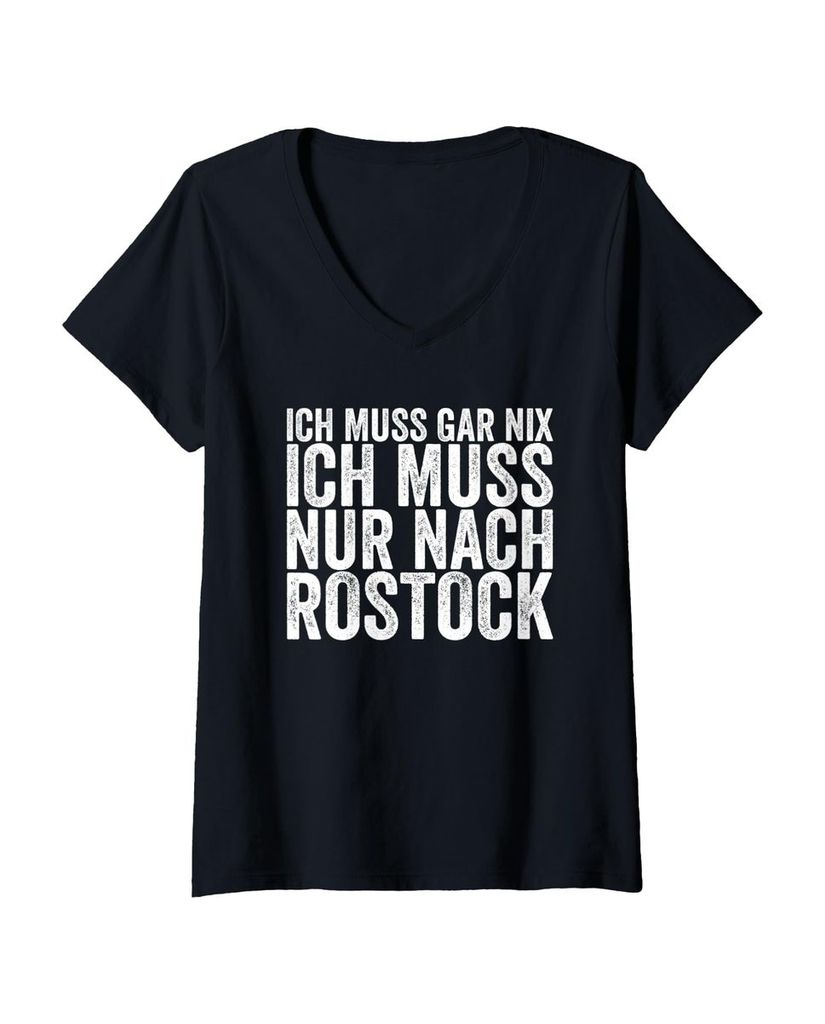 Lustiger T-Shirt mit V-Ausschnitt „Ich Muss Gar Nix Ich Muss“ | lustige-tshirts.de