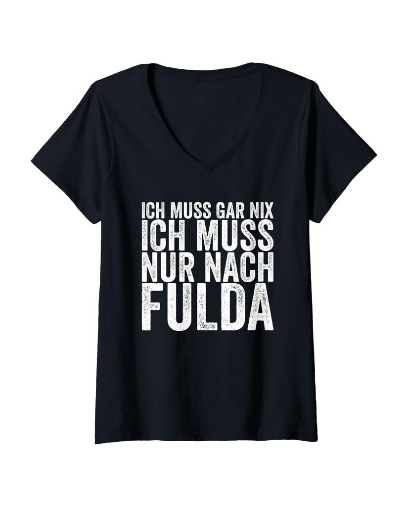 Lustiger T-Shirt mit V-Ausschnitt „Ich Muss Gar Nix Ich Muss“ | lustige-tshirts.de