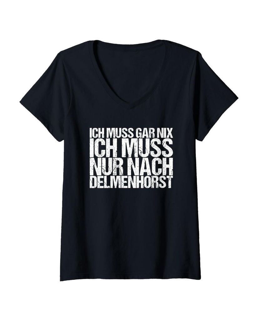 Lustiger T-Shirt mit V-Ausschnitt „Ich Muss Gar Nix Ich Muss“ | lustige-tshirts.de