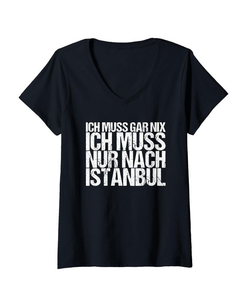 Lustiger T-Shirt mit V-Ausschnitt „Ich Muss Gar Nix Ich Muss“ | lustige-tshirts.de