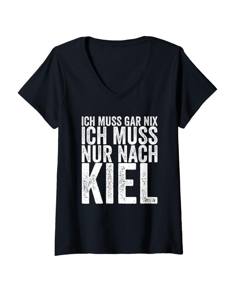Lustiger T-Shirt mit V-Ausschnitt „Ich Muss Gar Nix Ich Muss“ | lustige-tshirts.de