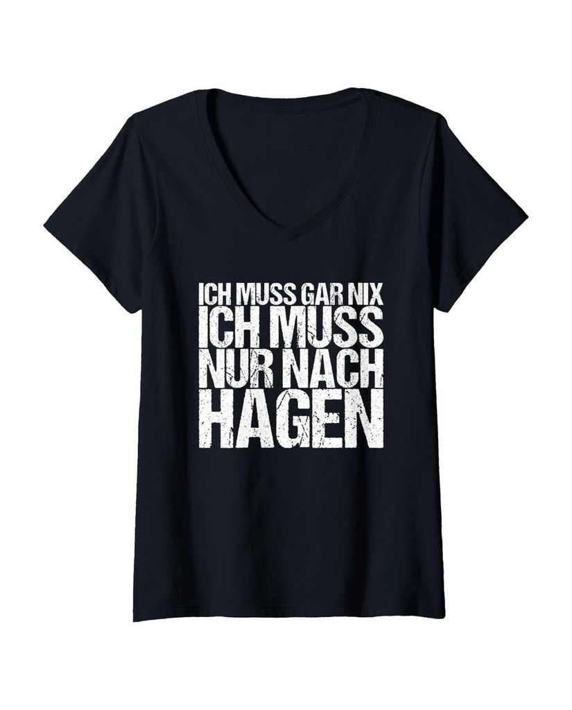 Lustiger T-Shirt mit V-Ausschnitt „Ich Muss Gar Nix Ich Muss“ | lustige-tshirts.de