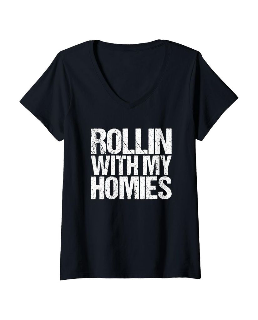 Lustiger T-Shirt mit V-Ausschnitt „Rollin' mit meinen Homies“ | lustige-tshirts.de