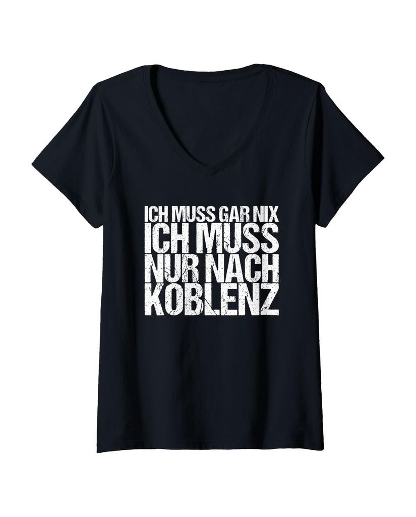 Lustiger T-Shirt mit V-Ausschnitt „Ich Muss Gar Nix Ich Muss“ | lustige-tshirts.de