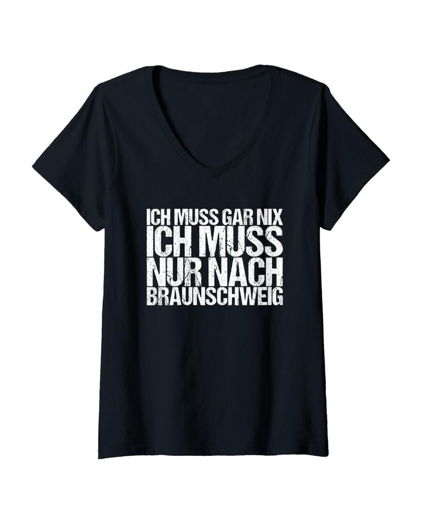 Lustiger T-Shirt mit V-Ausschnitt „Ich Muss Gar Nix Ich Muss“ | lustige-tshirts.de