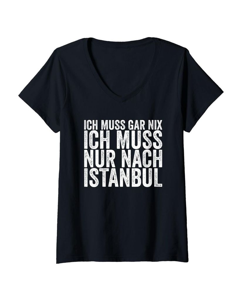 Lustiger T-Shirt mit V-Ausschnitt „Ich Muss Gar Nix Ich Muss“ | lustige-tshirts.de
