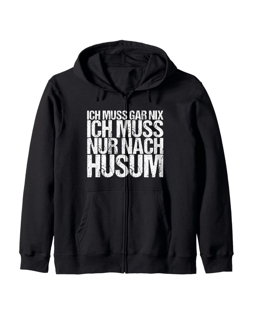 Lustiger Kapuzenjacke „Ich Muss Gar Nix Ich Muss Nur Nach Husum“ | lustige-tshirts.de