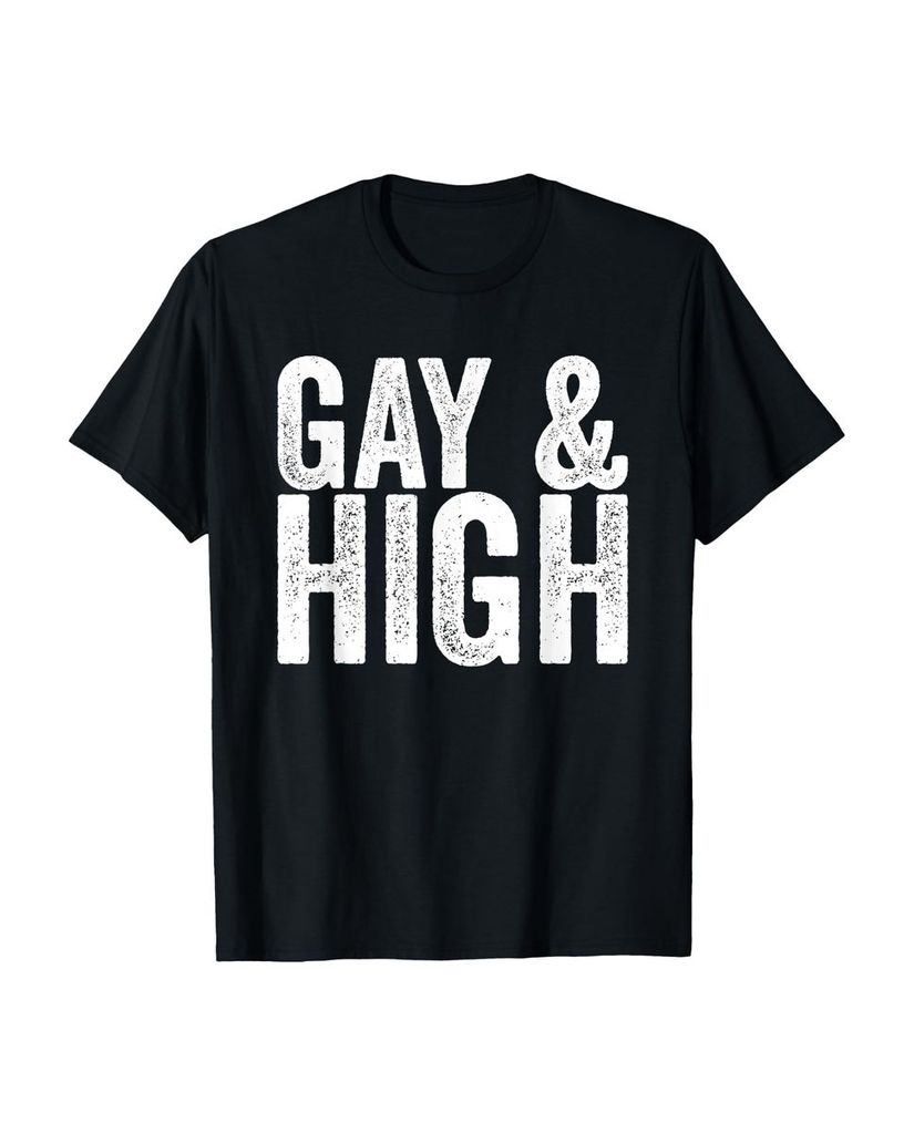Lustiger T-Shirt „Gay & High Funny Weed Marihuana LGBTQ“ | lustige-tshirts.de