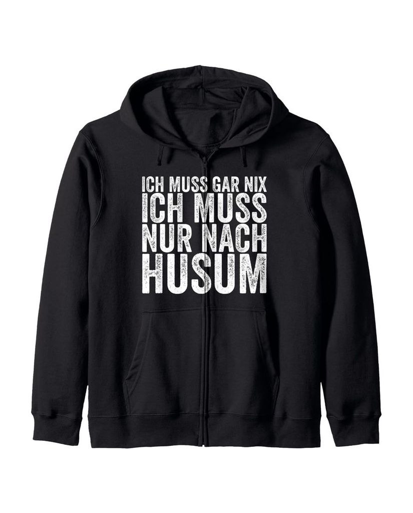 Lustiger Kapuzenjacke „Ich Muss Gar Nix Ich Muss Nur Nach Husum“ | lustige-tshirts.de