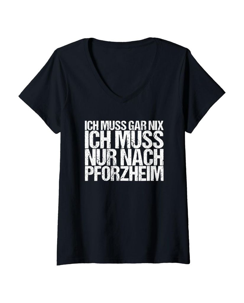 Lustiger T-Shirt mit V-Ausschnitt „Ich Muss Gar Nix Ich Muss“ | lustige-tshirts.de