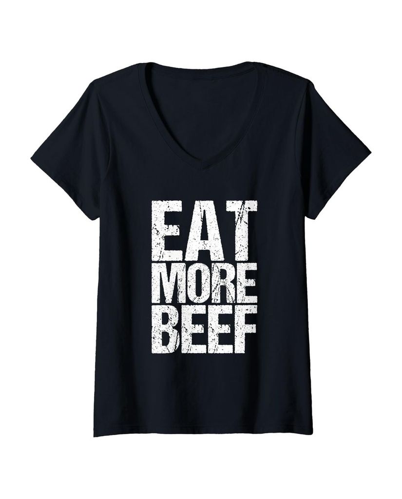 Lustiger T-Shirt mit V-Ausschnitt „Eat More Beef Lustig“ | lustige-tshirts.de