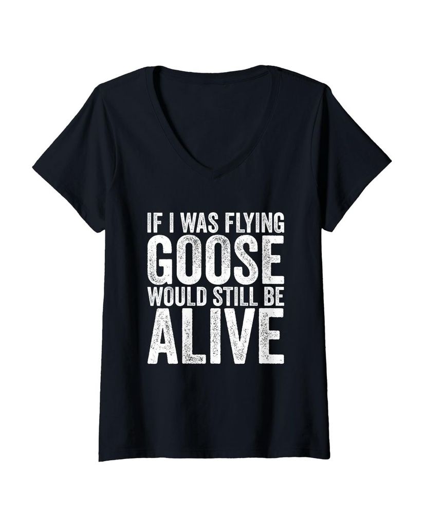 Lustiger T-Shirt mit V-Ausschnitt „Wenn ich fliege Gans wäre“ | lustige-tshirts.de