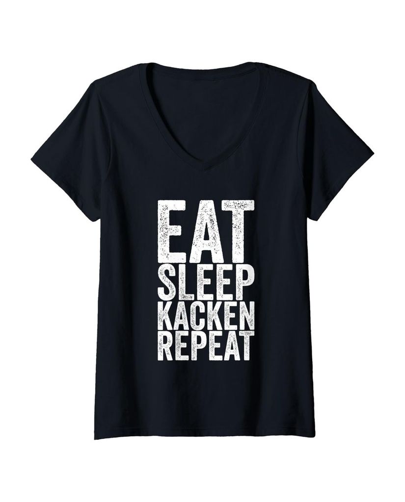 Lustiger T-Shirt mit V-Ausschnitt „Eat Sleep Kacken Repeat“ | lustige-tshirts.de