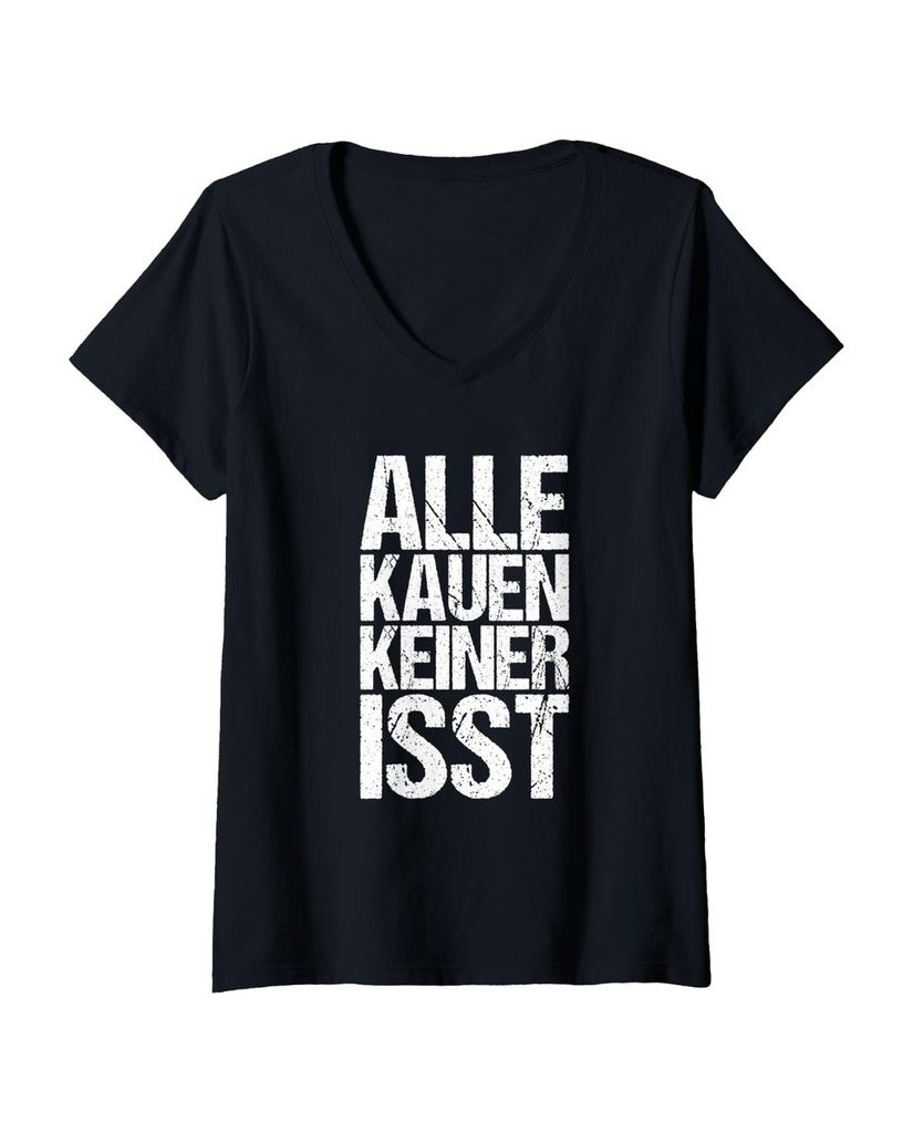Lustiger T-Shirt mit V-Ausschnitt „Alle Kauartikel No Eat“ | lustige-tshirts.de