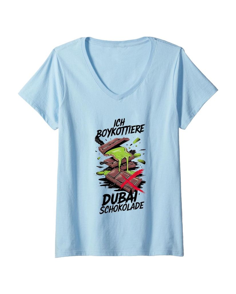 Lustiger T-Shirt mit V-Ausschnitt „Ich boykottiere Dubai“ | lustige-tshirts.de