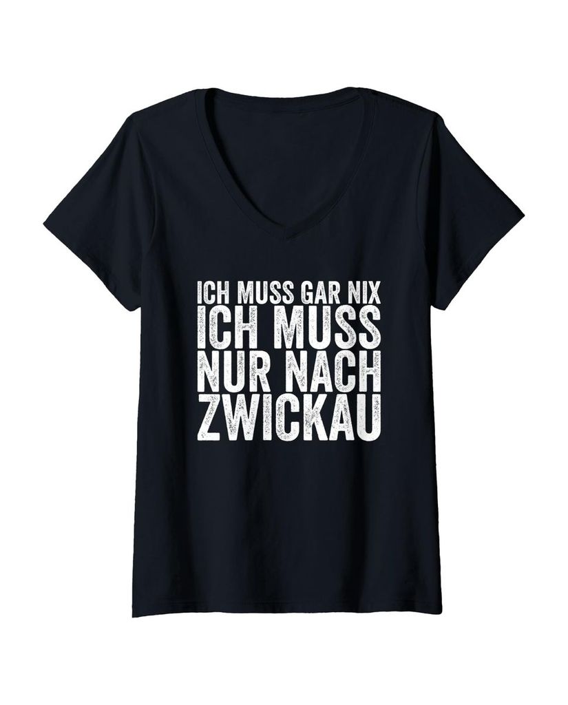 Lustiger T-Shirt mit V-Ausschnitt „Ich Muss Gar Nix Ich Muss“ | lustige-tshirts.de