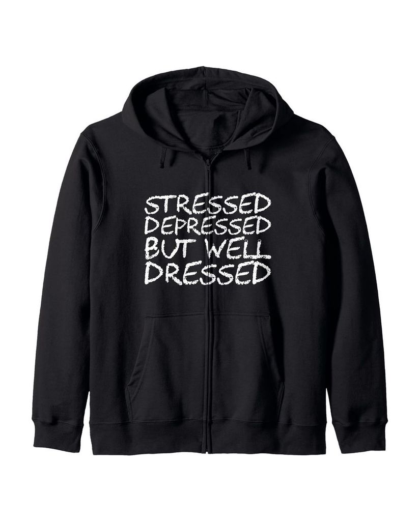 Lustiger Kapuzenjacke „Gestresst depressiv aber gut gekleidet“ | lustige-tshirts.de