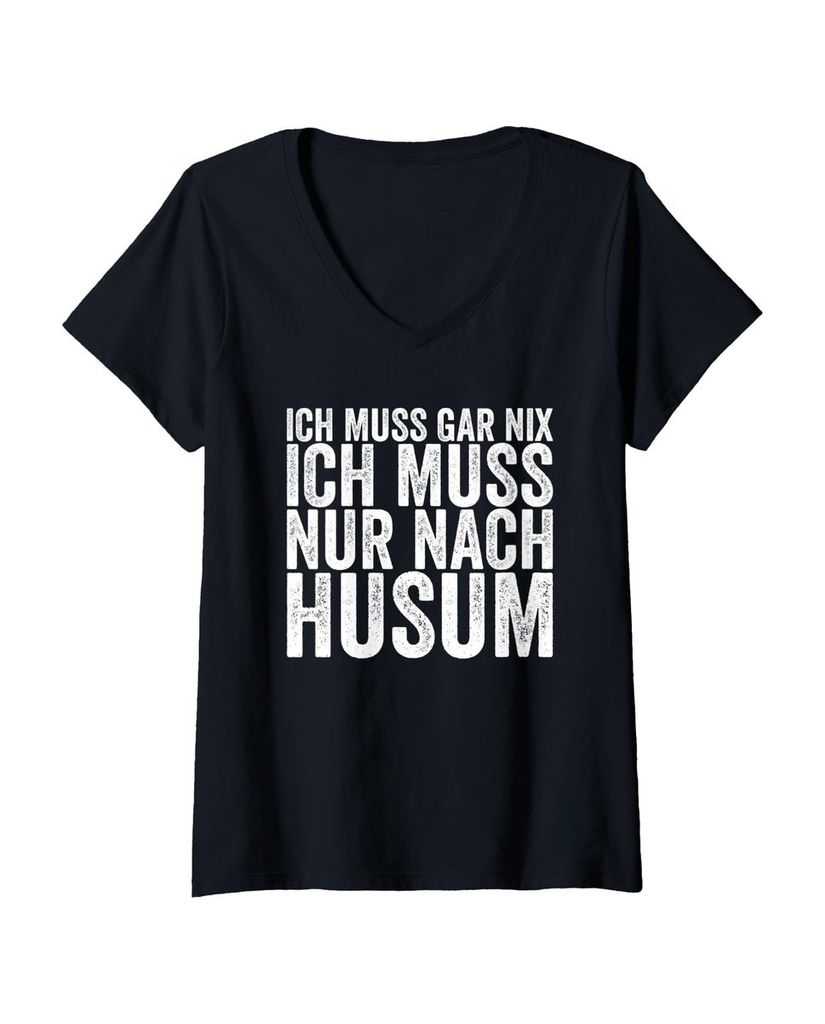 Lustiger T-Shirt mit V-Ausschnitt „Ich Muss Gar Nix Ich Muss“ | lustige-tshirts.de