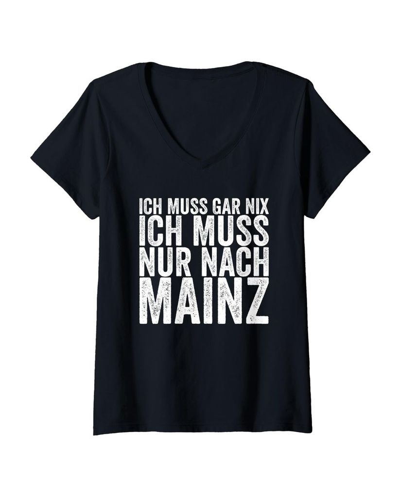 Lustiger T-Shirt mit V-Ausschnitt „Ich Muss Gar Nix Ich Muss“ | lustige-tshirts.de
