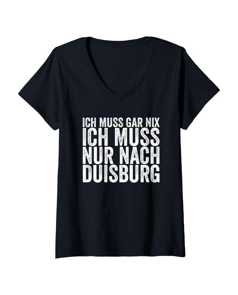 Lustiger T-Shirt mit V-Ausschnitt „Ich Muss Gar Nix Ich Muss“ | lustige-tshirts.de