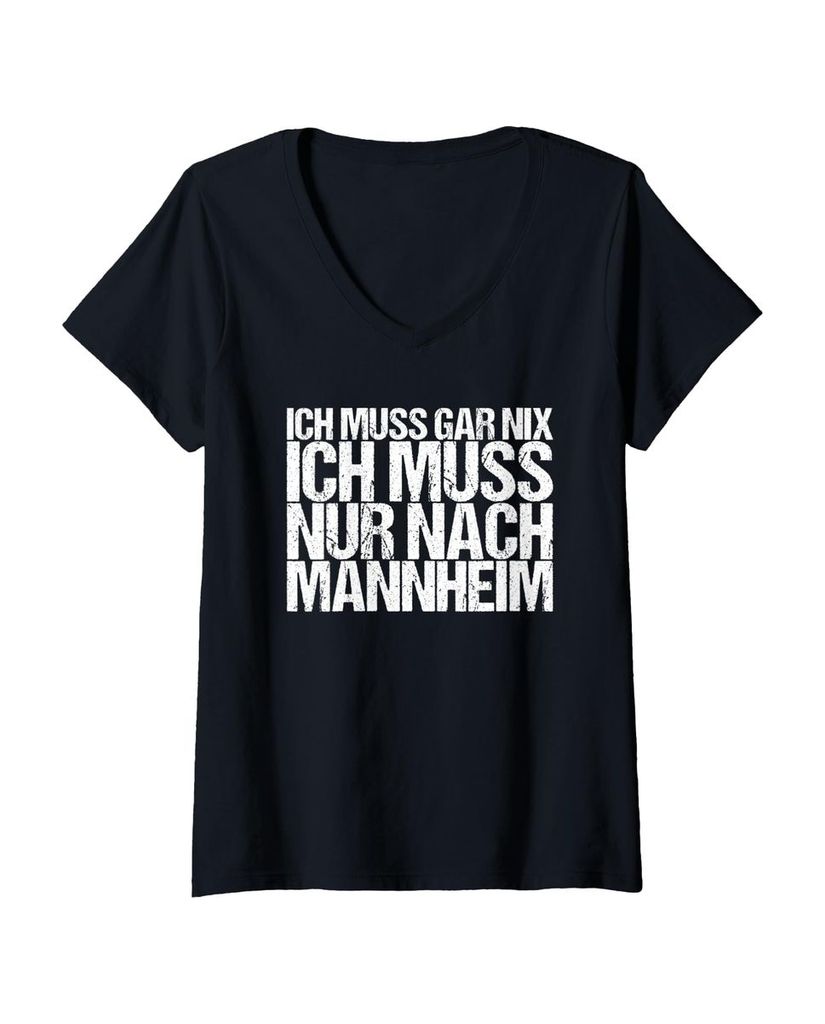 Lustiger T-Shirt mit V-Ausschnitt „Ich Muss Gar Nix Ich Muss“ | lustige-tshirts.de