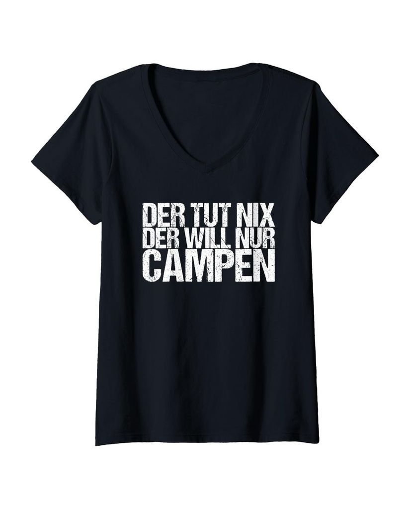 Lustiger T-Shirt mit V-Ausschnitt „Der Tut Nix Der Will Nur“ | lustige-tshirts.de