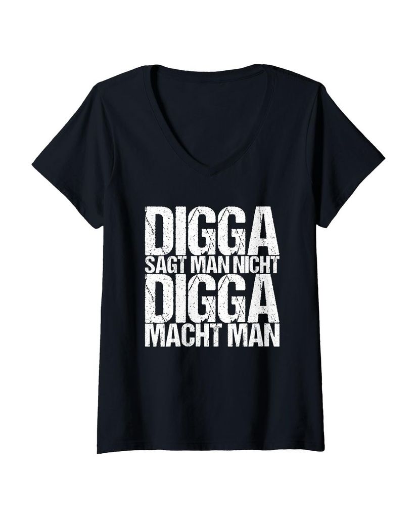 Lustiger T-Shirt mit V-Ausschnitt „Digga Sagt Man Nicht Digga“ | lustige-tshirts.de