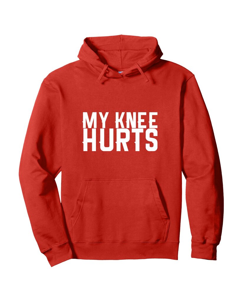 Humorvoller Geburtstags Hoodie „My Knee Hurts“ – Ansicht 3