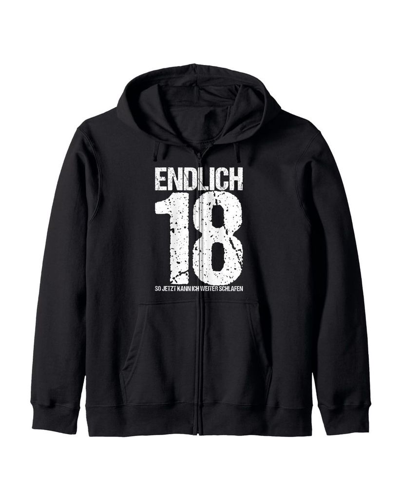 Lustiger Kapuzenjacke „Endlich 18 So Jetzt Kann Ich Weiter“ | lustige-tshirts.de